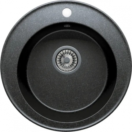 Мойка кухонная Tolero R-108 черная матовая, круглая, 51x51 см