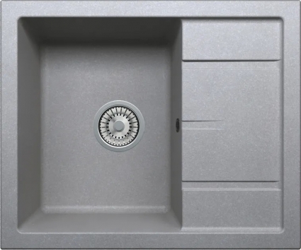 Мойка кухонная Tolero R-107 cерая матовая, прямоугольная, с крылом, 60x50 см