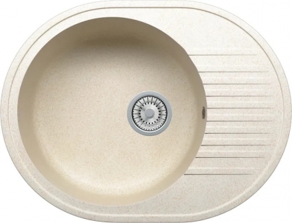 Мойка кухонная Tolero R-122 сафари матовая, овальная, с крылом, 57.5x45.5 см