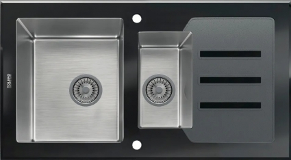 Мойка кухонная Tolero TG-920k черная матовая, прямоугольная, с крылом, 92x50 см