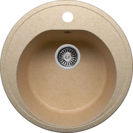 Мойка кухонная Polygran F-08 песочная матовая, круглая, 51x51 см