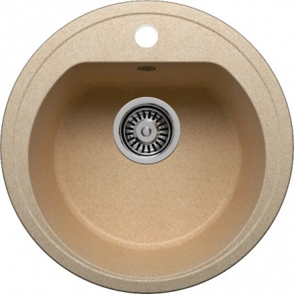 Мойка кухонная Polygran F-05 песочная матовая, круглая, 45x45 см