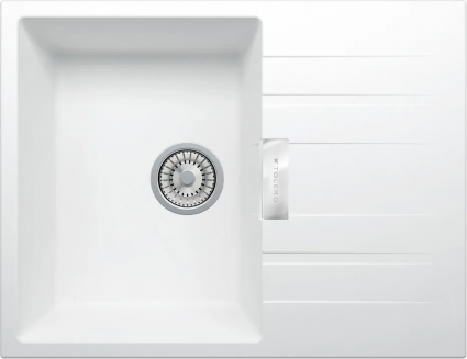 Мойка кухонная Tolero TL-650 белая матовая, прямоугольная, с крылом, 65x50 см