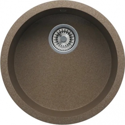 Мойка кухонная Tolero R-104 темно-бежевая матовая, круглая, 43.5x43.5 см