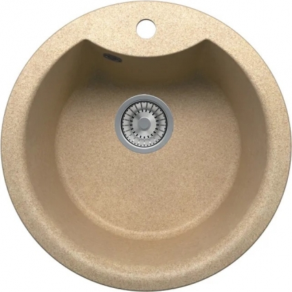 Мойка кухонная Tolero R-108E бежевая матовая, круглая, 51x51 см