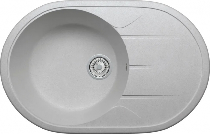 Мойка кухонная Tolero R-116 cерый металлик матовая, овальная, 77.5x51 см