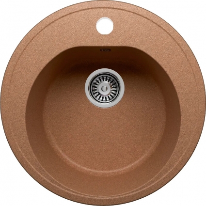 Мойка кухонная Polygran F-08 терракот матовая, круглая, 51x51 см