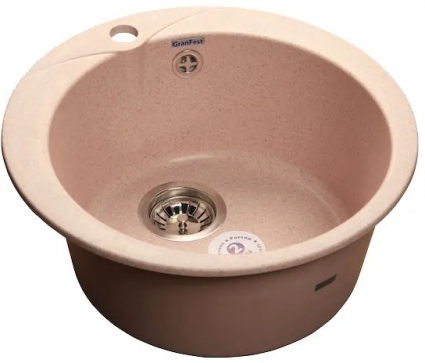 Мойка кухонная GranFest Rondo R-480 светло-розовый матовая, круглая, 47.5x47.5 см