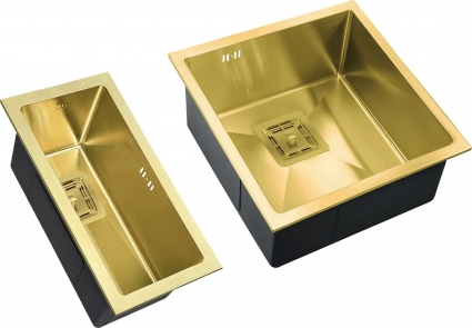 Мойка кухонная Zorg Inox Pvd SZR-44G/2344G bronze брашированная, квадратная, 44x44 см