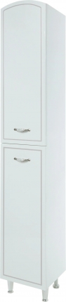 Шкаф-пенал Bellezza Амелия 35 L, с бельевой корзиной, белый патина серебро, с дверками, левый