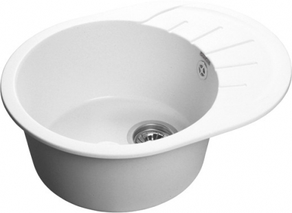 Мойка кухонная GranFest Rondo GF-R580L иней овальная, с крылом, 57.9x44.5 см