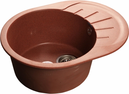 Мойка кухонная GranFest Rondo GF-R580L красный марс овальная, с крылом, 57.9x44.5 см