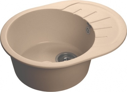 Мойка кухонная GranFest Rondo GF-R580L топаз овальная, с крылом, 57.9x44.5 см