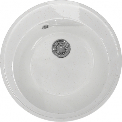 Мойка кухонная Mixline ML-GM Gloss 01 белая глянцевая, круглая, 48x48 см