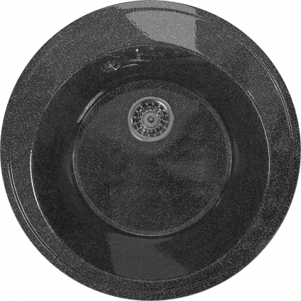 Мойка кухонная Mixline ML-GM Gloss 01 черная глянцевая, круглая, 48x48 см