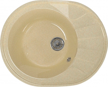 Мойка кухонная Mixline ML-GM Gloss 02 бежевая глянцевая, овальная, 58x46 см
