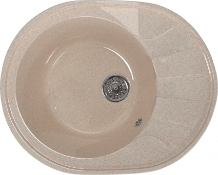 Мойка кухонная Mixline ML-GM Gloss 02 песочная глянцевая, овальная, 58x46 см