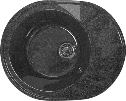 Мойка кухонная Mixline ML-GM Gloss 02 черная глянцевая, овальная, 58x46 см