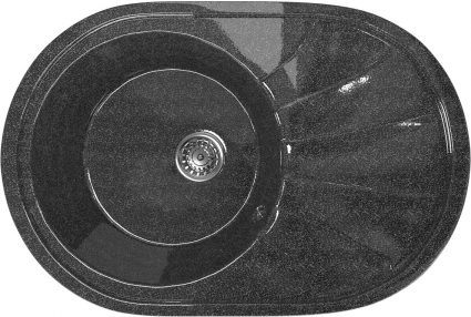 Мойка кухонная Mixline ML-GM Gloss 03 черная глянцевая, овальная, 74x48 см
