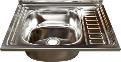 Мойка кухонная Mixline 538190 глянцевая, прямоугольная, с крылом, 60x50 см