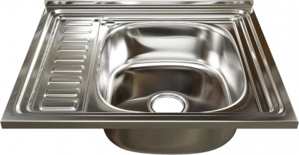 Мойка кухонная Mixline 538193 глянцевая, прямоугольная, с крылом, 60x50 см
