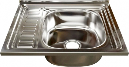 Мойка кухонная Mixline 538195 глянцевая, прямоугольная, с крылом, 60x50 см