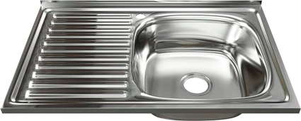 Мойка кухонная Mixline 528178 глянцевая, прямоугольная, с крылом, 80x50 см