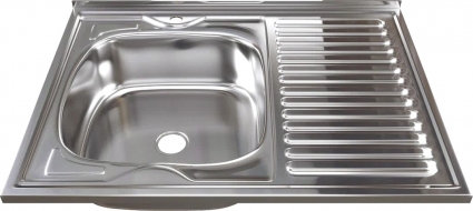 Мойка кухонная Mixline 527970 глянцевая, прямоугольная, с крылом, 80x60 см