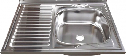 Мойка кухонная Mixline 527971 глянцевая, прямоугольная, с крылом, 80x60 см