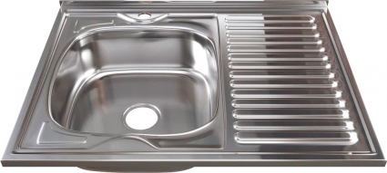 Мойка кухонная Mixline 528016 глянцевая, прямоугольная, с крылом, 80x60 см