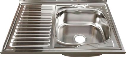 Мойка кухонная Mixline 528181 глянцевая, прямоугольная, с крылом, 80x60 см
