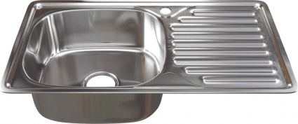 Мойка кухонная Mixline 530529 глянцевая, прямоугольная, с крылом, 76x42 см