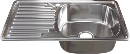 Мойка кухонная Mixline 530530 глянцевая, прямоугольная, с крылом, 76x42 см
