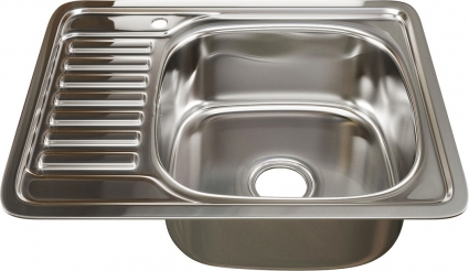 Мойка кухонная Mixline 529331 глянцевая, прямоугольная, с крылом, 58x48 см