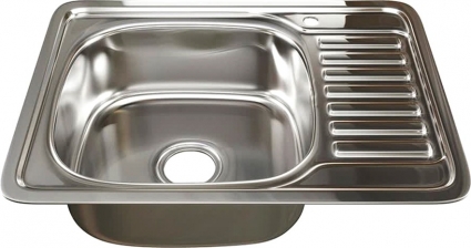 Мойка кухонная Mixline 533713 глянцевая, прямоугольная, с крылом, 65x50 см