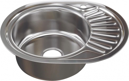 Мойка кухонная Mixline 528190 глянцевая, овальная, с крылом, 57x45 см