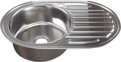 Мойка кухонная Mixline 528188 глянцевая, овальная, с крылом, 77x50 см
