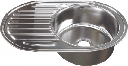 Мойка кухонная Mixline 533708 глянцевая, овальная, с крылом, 77x50 см