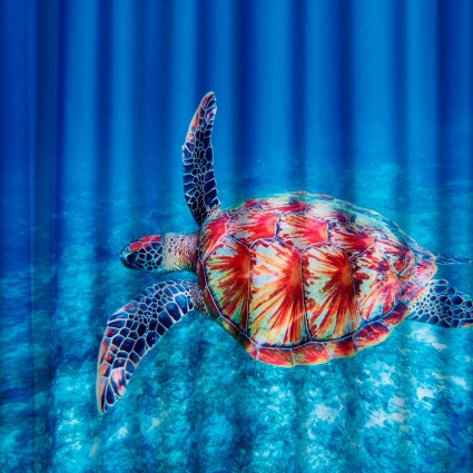 Штора для ванной Ridder Sea World 42183000 180х200 цвет синий,  в современном стиле