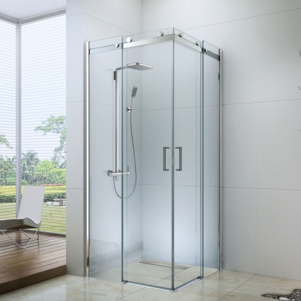 Душевой уголок Berges Wasserhaus Gelios 061027 100х100, профиль хром сильвер, квадратный, двери раздвижные