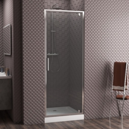Душевая дверь в нишу Bravat Drop 100x200 распашная стекло прозрачное, профиль хром