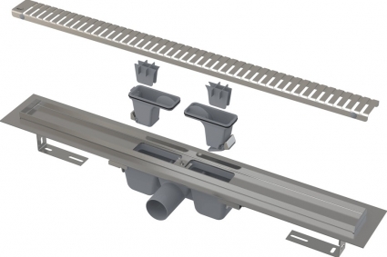 Душевой лоток AlcaPlast APZ1SMART-LINE-650 с опорами и решеткой, хром, в пол около стены