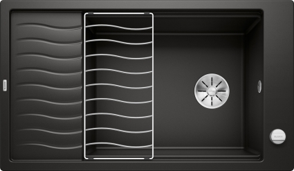 Мойка кухонная Blanco Elon XL 8 черная матовая, прямоугольная, с крылом, 86x50 см