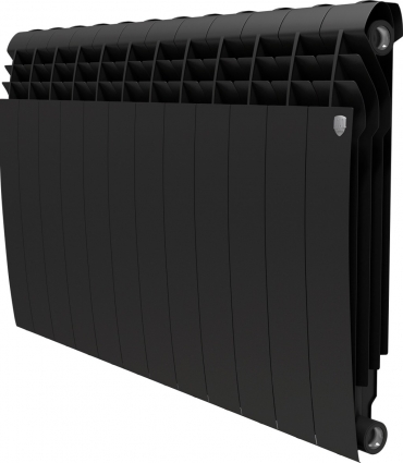 Радиатор биметаллический Royal Thermo BiLiner 350 Noir Sable VR, 12 секций, на площадь 14 кв.м., черный, 96x8.3x43.1 см