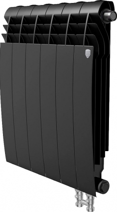 Радиатор биметаллический Royal Thermo BiLiner 500 Noir Sable VR, 6 секций, на площадь 10 кв.м., черный, 48x8.7x57.4 см