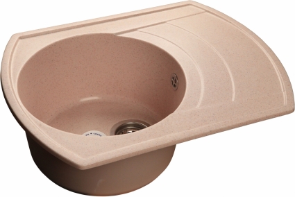 Мойка кухонная GranFest Rondo GF-R650L светло-розовый прямоугольная, с крылом, 64.5x49 см
