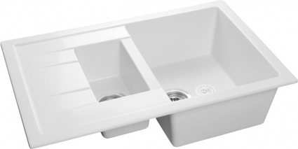 Мойка кухонная GranFest Quadro GF-Q775 KL иней прямоугольная, с крылом, 76.5x49.5 см