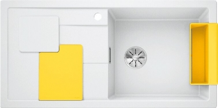 Мойка кухонная Blanco Sity XL 6 S белая, аксессуары лимон, матовая, прямоугольная, 100x50 см