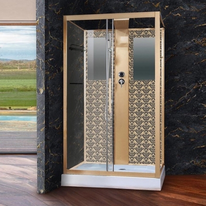 Душевая кабина Niagara Lux NG-7711GBK золото прямоугольная, поддон средний