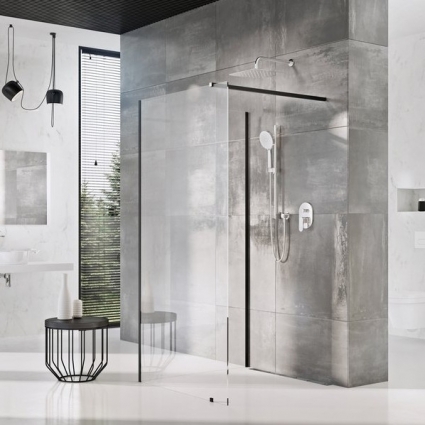 Душевая перегородка Ravak Walk-In Corner GW1CG4300Z1 120х80 см, профиль черный, стекло прозрачное, с покрытием анти-капля